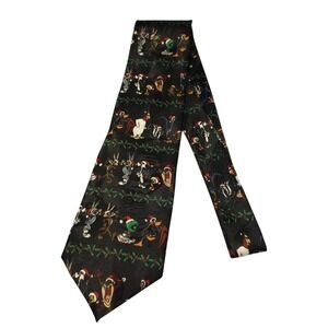 Vintage 97 Looney Tunes Christmas Tie Bugs Daffy Duck Taz Sylvester WileE Coyote